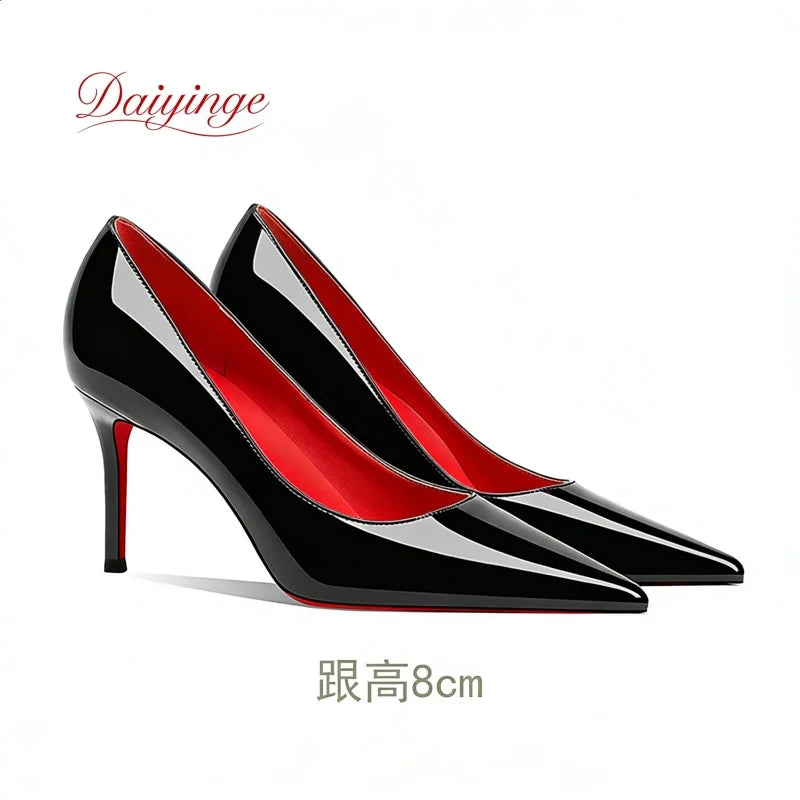 Chaussures pour femme tendance 2026 de luxe à semelles rouges, talons hauts, escarpins à bout pointu et talons aiguilles de 12 cm, confortables pour soirées, robes de cérémonie et mariages.