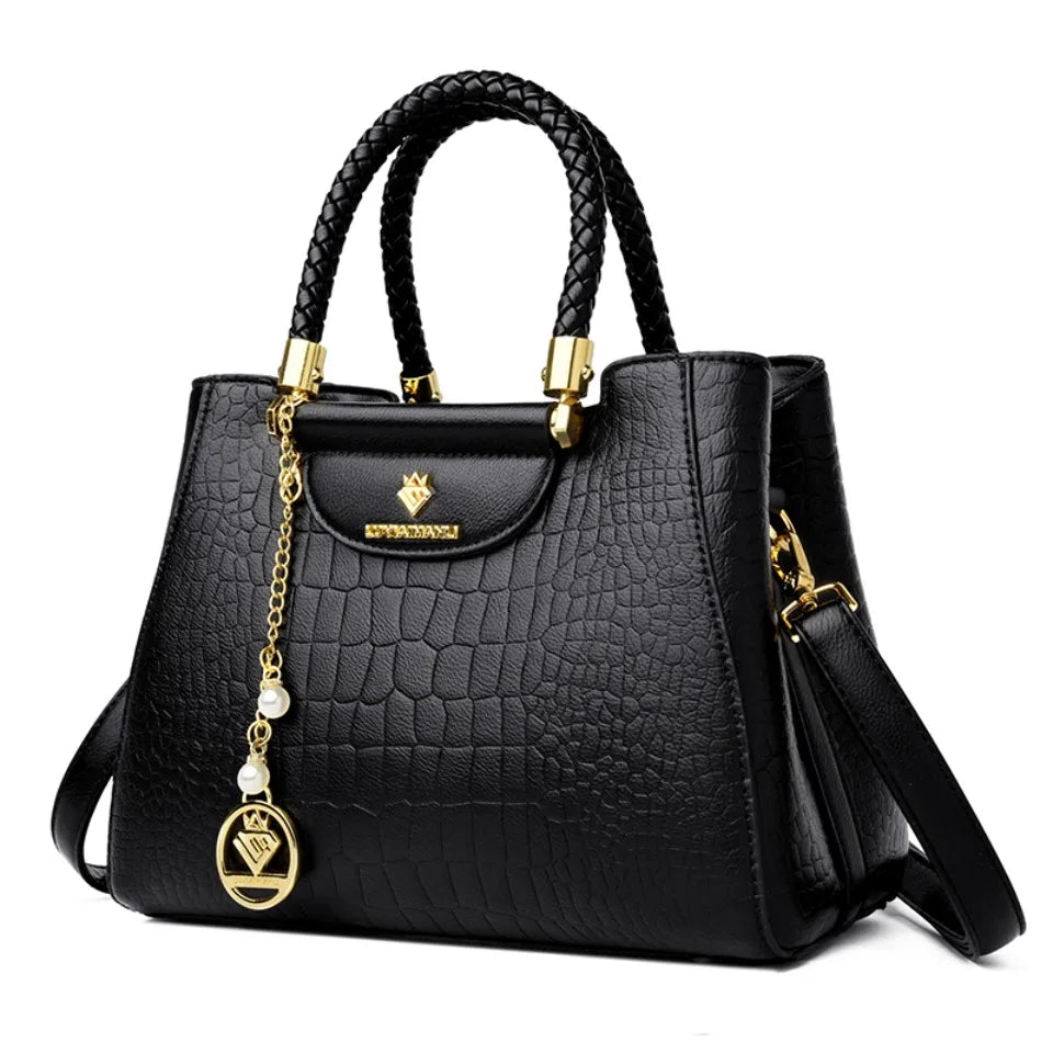Sac à main élégant à poignée tressée pour femmes, sac à poignée supérieure en cuir de haute qualité, sac bandoulière et porté épaule pour dames, cabas décontracté de qualité