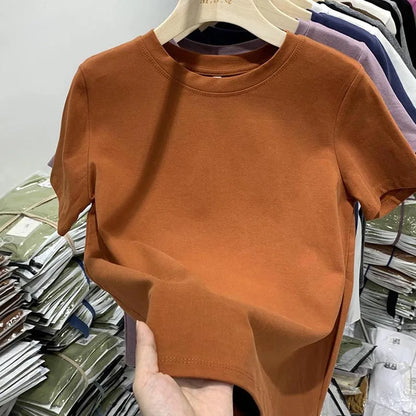 T-shirt pour femme, t-shirt pour filles, vêtements pour femmes, hauts, t-shirt en coton, t-shirt féminin à manches courtes, tee-shirt de printemps, haut sexy Y2K, blanc