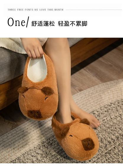 Pantoufles hamster câlines et mignonnes pour femmes, hiver automne, en peluche chaude, chaussures nuage pour chambre, pantoufles familiales pour femme, pantoufles animaux kawaii