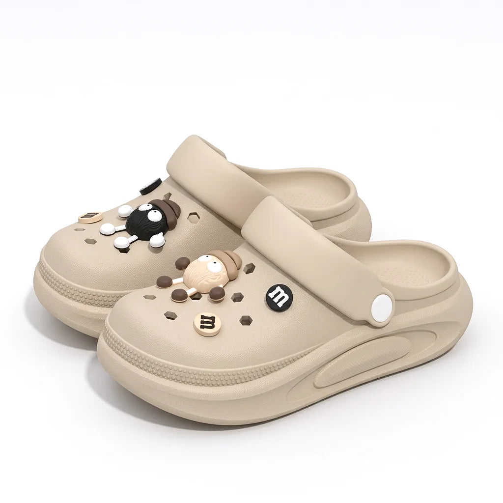 Sabots d’été pour femmes avec jolis charms 3D, sandales de jardin, chaussons de plage légers en EVA souple, chaussures d’extérieur antidérapantes à semelle épaisse et tendance