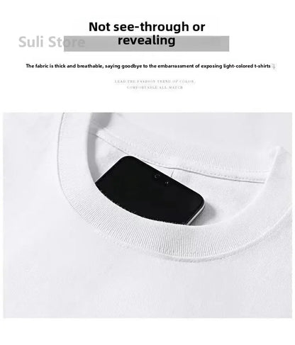 T-shirts unisexes 100 % coton 450 g de haute qualité T-shirts blancs T-shirt vierge d’été pour homme T-shirts pour homme