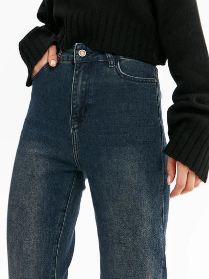 Jeans femme 2025 amples à taille haute, pantalon droit de style européen et américain