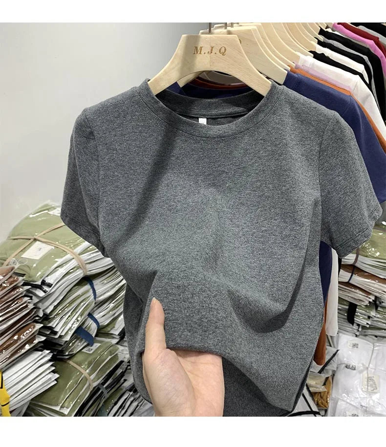 T-shirt pour femme, t-shirt pour filles, vêtements pour femmes, hauts, t-shirt en coton, t-shirt féminin à manches courtes, tee-shirt de printemps, haut sexy Y2K, blanc
