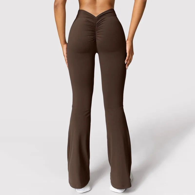 Leggings mode micro corne pour femmes, pantalon de sport à taille en V dans le dos, taille haute, effet push-up pour les fesses, pantalon de gym uni, slim, leggings décontractés