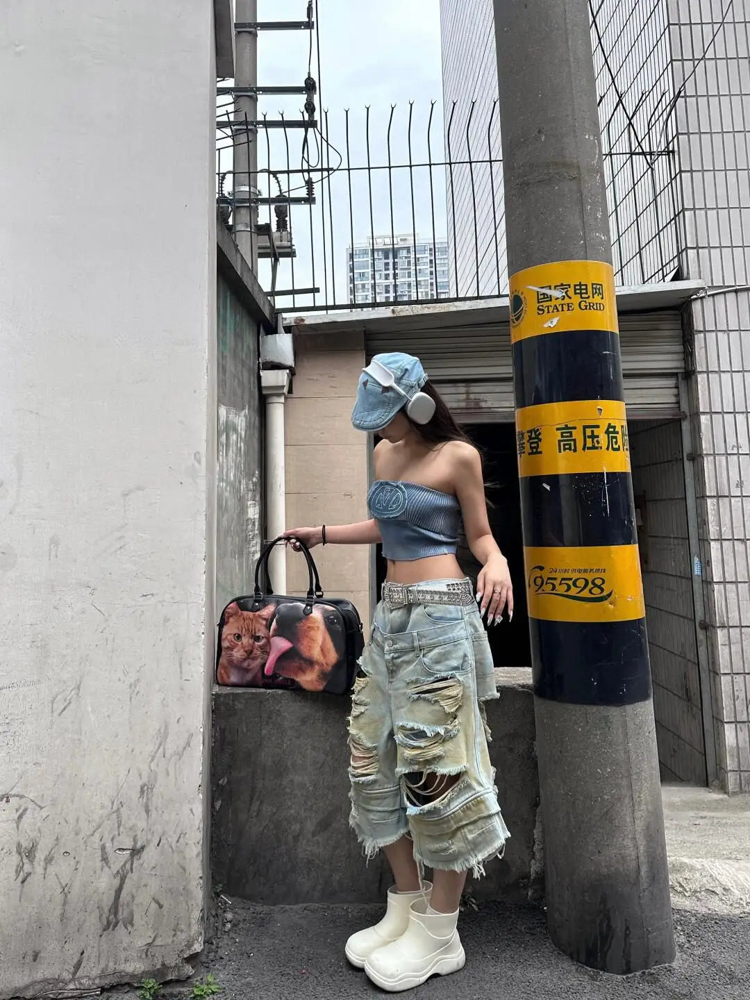 Jeans déchirés Y2K pour femmes style Harajuku Wasteland pantalon en denim baggy pantalon jean vintage boyfriend oversize vêtements japonais des années 2000