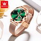Montre pour femme OLEVS 5189, montre-bracelet à quartz, montre décontractée et tendance pour dames, étanche, lumineuse, bracelet en maille, cadran cœur, index en zircon.