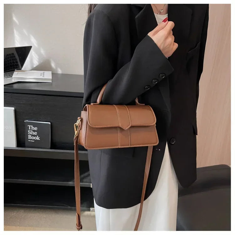 Sac à bandoulière en cuir PU pour femmes, sac à main, sac bandoulière tendance, sac vintage porté sous le bras, cartable carré
