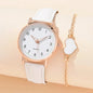 Montre femme mode décontractée avec bracelet, ensemble de montres, bracelet en cuir, cadran rond simple, montre-bracelet à quartz pour femme, montre habillée, horloge, montre femme