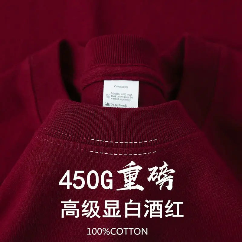 T-shirts unisexes 100 % coton 450 g de haute qualité T-shirts blancs T-shirt vierge d’été pour homme T-shirts pour homme