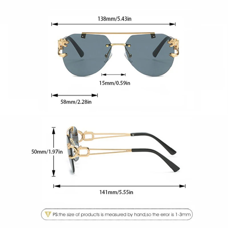 Lunettes de soleil 2023 pour femmes de luxe sans monture, lunettes vintage tendance, lunettes surdimensionnées, shades de soleil femme, gafas de sol mujer, lentes