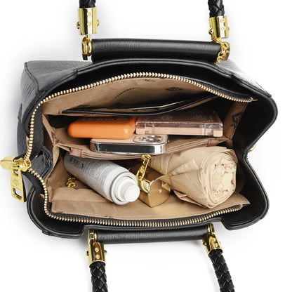 Sac à main élégant à poignée tressée pour femmes, sac à poignée supérieure en cuir de haute qualité, sac bandoulière et porté épaule pour dames, cabas décontracté de qualité