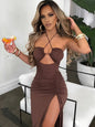 Robes midi sexy sans manches pour femme, dos nu, coupe slim, pour boîte de nuit et soirée, robe moulante élégante pour femme, vestidos elegantes para mujer