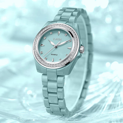 Montre pour femme LIGE 2026 nouvelle montre élégante en céramique à quartz, montre tendance étanche avec affichage lumineux, montre-bracelet pour femme + BOÎTE