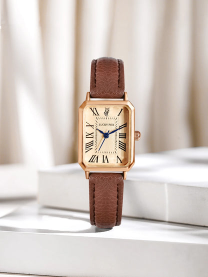 Montre-bracelet décontractée rétro à affichage numérique, cadran carré, bracelet en cuir, montre à quartz tendance pour femme, idée cadeau