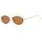 Lunettes de soleil de créateur de marque de luxe sans monture pour femmes, ovales rétro de petite taille, monture métallique, lunettes de soleil pour extérieur, style décontracté vacances, UV400 #300371