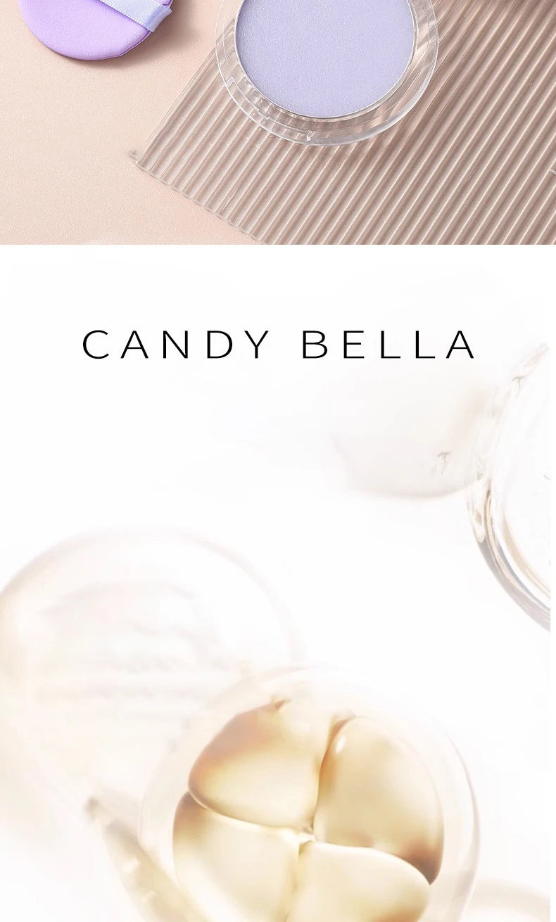 1PC Bonbon Bella Violet Crème à Poudre Respectueuse de la Peau Aspect Naturel du Visage Longue Tenue Contrôle du Sébum Poudre de Contouring Cosmétique