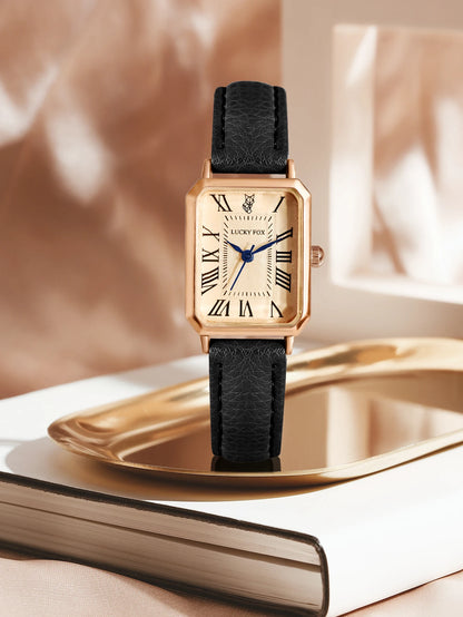 Montre-bracelet décontractée rétro à affichage numérique, cadran carré, bracelet en cuir, montre à quartz tendance pour femme, idée cadeau
