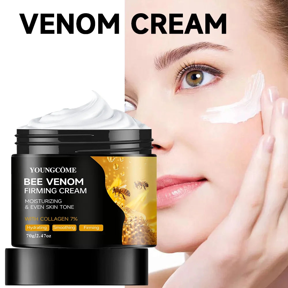 Crème premium au venin d’abeille pour le visage et le cou, boost de collagène, raffermissement et effet liftant de la peau, hydratant naturel non gras, soin doux amélioré