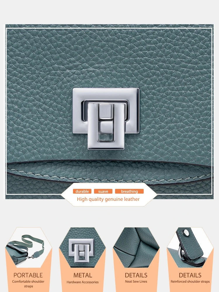 Sac à main Zency pour femme en cuir véritable avec poignée supérieure, style enveloppe simple et tendance, sac à bandoulière de marque de luxe, petit sac bandoulière croisé pour femme