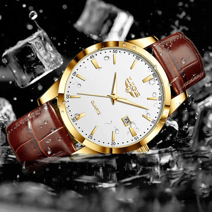 Montre Homme LIGE Nouvelle Montre de Luxe en Cuir Marron pour Homme, Montre Homme Mode Business, Montre Sport d’Extérieur Étanche à Quartz pour Homme