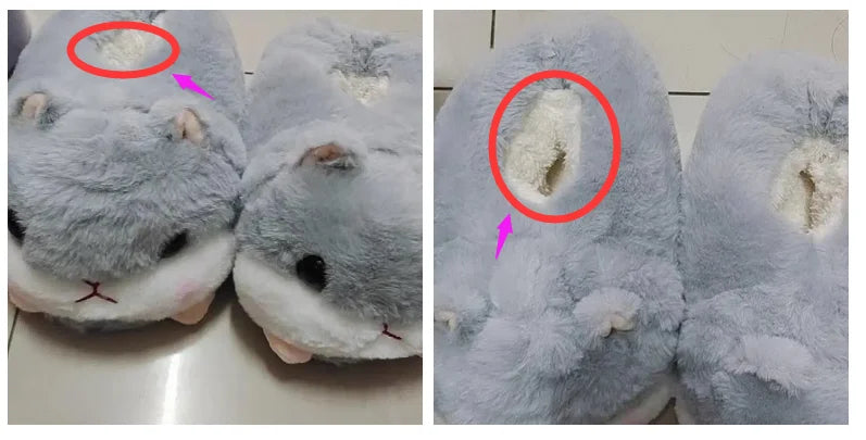 Pantoufles hamster câlines et mignonnes pour femmes, hiver automne, en peluche chaude, chaussures nuage pour chambre, pantoufles familiales pour femme, pantoufles animaux kawaii