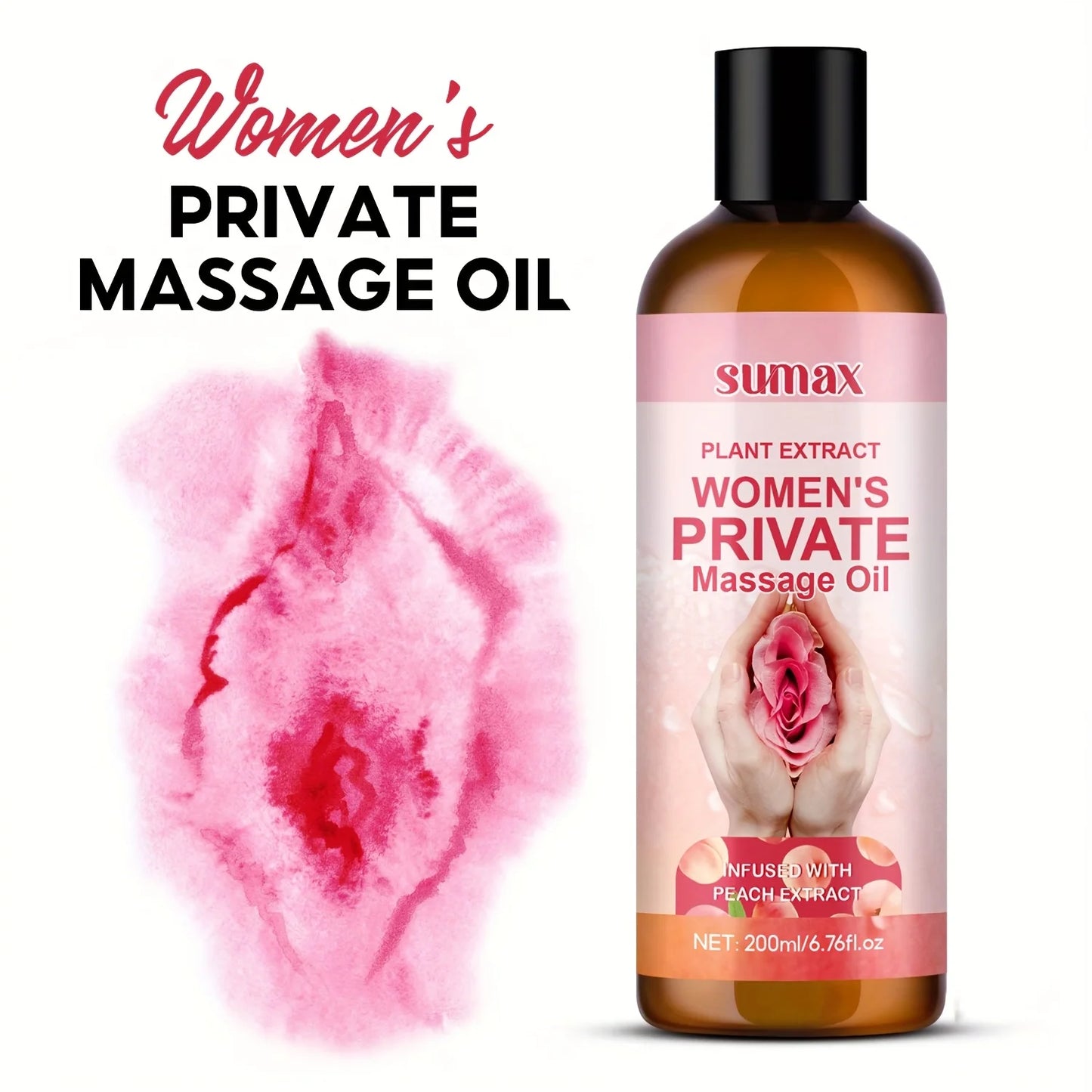 Huile de massage intime pour femmes, parfum pêche, fragrance longue durée, hydratation profonde, formule douce, convient à tous les types de peau
