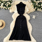 Robe longue en maille mode vintage de la marque YuooMuoo, col rabattu, élégante, à simple boutonnage, coupe trapèze, robe chemise longue pour femme, robes