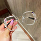 Lunettes de soleil de luxe au design vintage sans monture avec strass 2025 pour femmes et hommes, verres dégradés tendance, lunettes de soleil pour femme