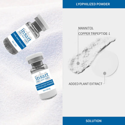 Ensemble de poudre lyophilisée au peptide de cuivre bleu, sérum facial hydratant et blanchissant, anti-rides, pour une peau lisse et douce, soin de la peau, essence éclaircissante