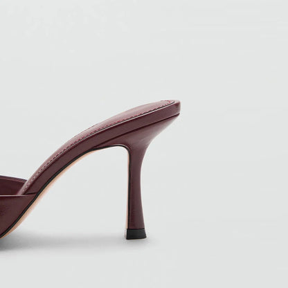 Mango2026 Sandales sexy à bout pointu et talon fin, à enfiler, respirantes, nouveau style d’été polyvalent, chaussures plates à enfiler pour femmes