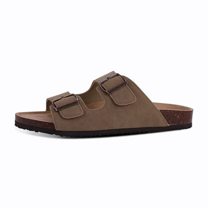 Mules en daim pour femmes Comwarm Fashion, pantoufles, sabots pour hommes, sandales à semelle intérieure en liège avec soutien de la voûte plantaire, claquettes d’extérieur pour la plage, chaussures d’intérieur