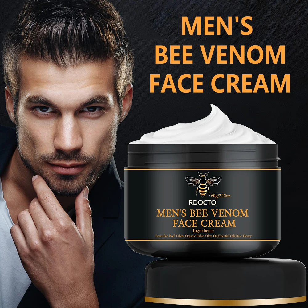 Crème visage anti-rides au venin d’abeille pour hommes RDQCTQ, raffermissante et liftante, anti-âge, atténue les ridules, hydratante, soin de la peau