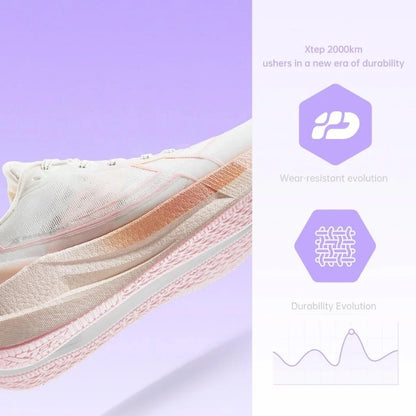 Chaussures de jogging et de course Xtep 2000km 5.0 pour femmes, amorti, design tendance, couleur durable et résistante, semelle élastique, baskets 874118110024
