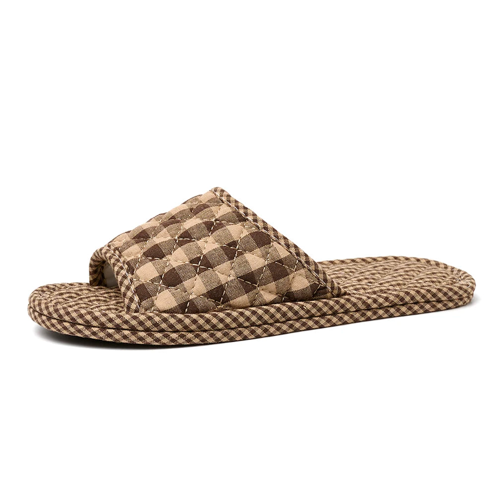 Pantoufles d’intérieur légères en coton doux à motif floral, chaussures de sol rétro et tendance pour la maison, pantoufles antidérapantes pour couple