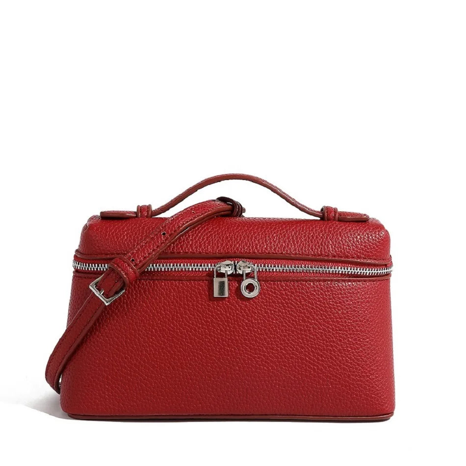 Sac à bandoulière en grain de litchi au style haut de gamme et de niche, mode simple, type boîte à lunch pour femme, exquis mini sac à main porté main et en bandoulière