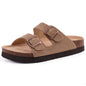 Smile Pop Classic Arizoan Hommes Chaussons en daim Hommes Sabots Sandales en daim de vache d’extérieur antidérapantes avec brides à boucles réglables
