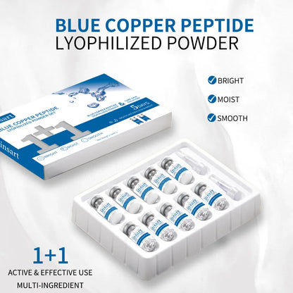 Ensemble de poudre lyophilisée au peptide de cuivre bleu, sérum facial hydratant et blanchissant, anti-rides, pour une peau lisse et douce, soin de la peau, essence éclaircissante
