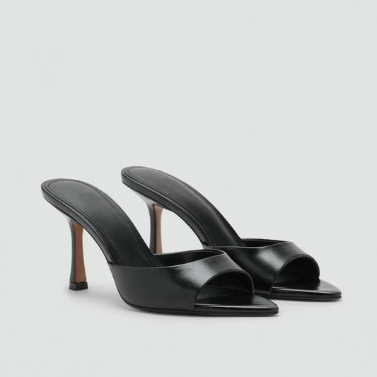 Mango2026 Sandales sexy à bout pointu et talon fin, à enfiler, respirantes, nouveau style d’été polyvalent, chaussures plates à enfiler pour femmes