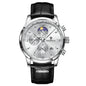 Montre-bracelet de luxe pour femme LIGE, bracelet en cuir, étanche, décontractée et sportive, à quartz, avec affichage 24 heures et phase de lune.