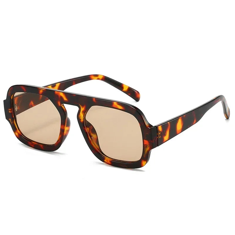 JNPCXI Lunettes de soleil carrées rétro pour femmes, design de marque tendance, verres dégradés UV400, lunettes de soleil punk pour hommes