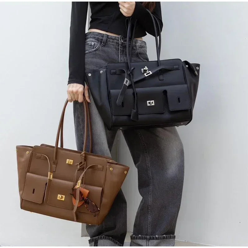 Sac fourre-tout Designer Wings en cuir véritable, sac à bandoulière pour femme de grande capacité pour les trajets quotidiens, sac à main polyvalent de style locomotive luxueux