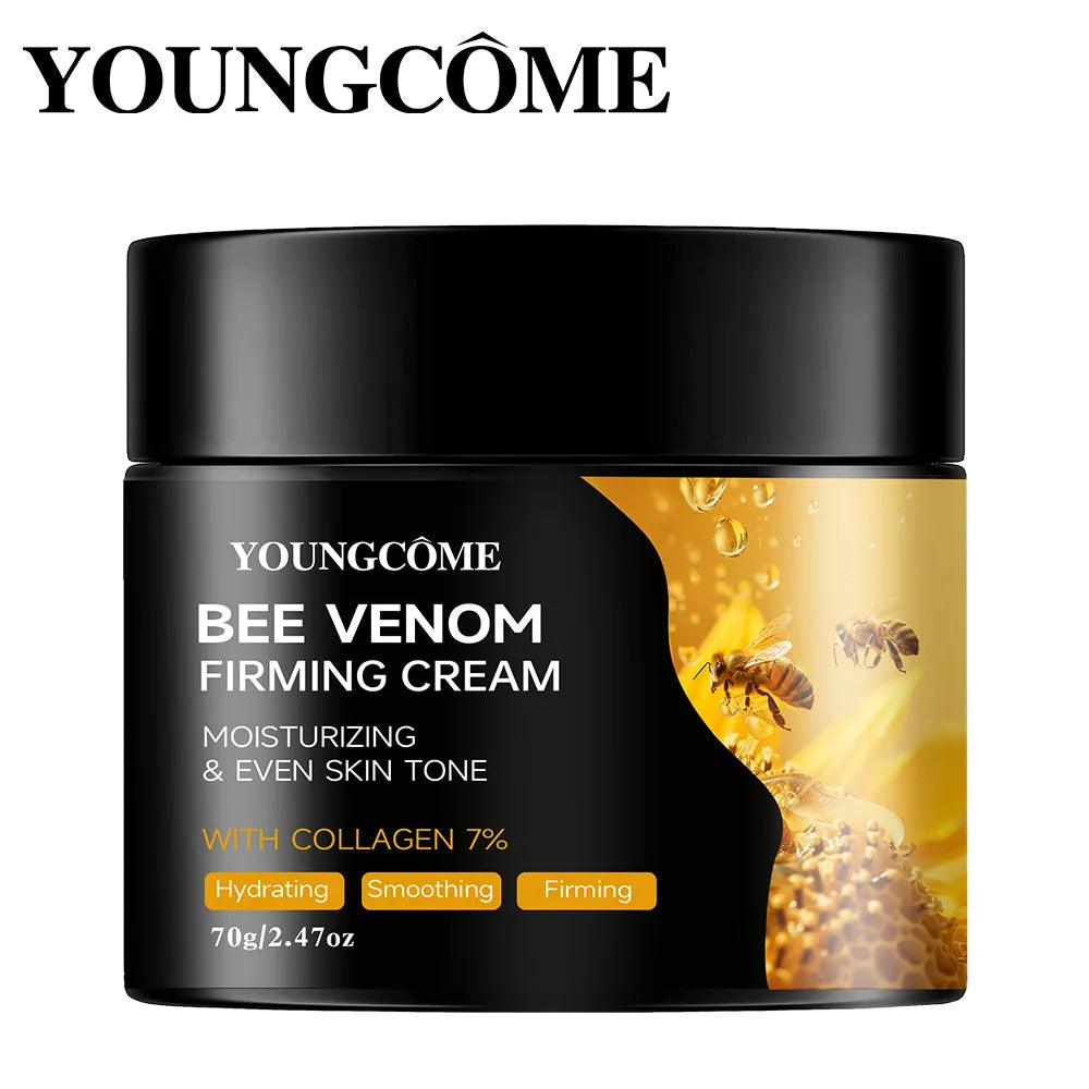 Crème premium au venin d’abeille pour le visage et le cou, boost de collagène, raffermissement et effet liftant de la peau, hydratant naturel non gras, soin doux amélioré