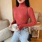 Pull femme automne-hiver 2026 à manches longues en maille, col roulé rabattable côtelé, doux et chaud, jumper pullover vêtements pour femme