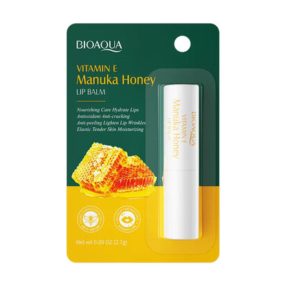 BIOAOUA Baume à lèvres au miel et à la vitamine E hydratant, anti-gerçures, nourrissant, rouge à lèvres, produits de soin pour les lèvres et la peau