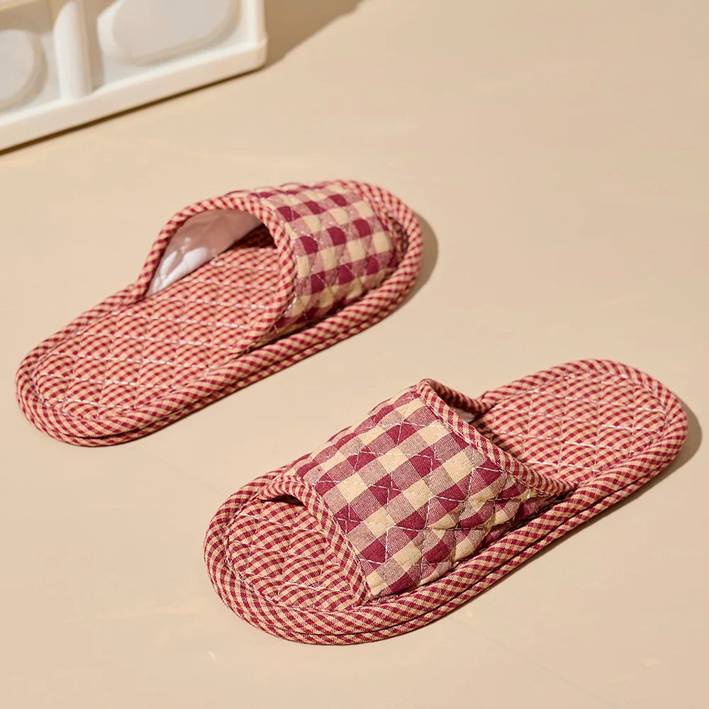 Pantoufles d’intérieur légères en coton doux à motif floral, chaussures de sol rétro et tendance pour la maison, pantoufles antidérapantes pour couple