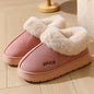 Pantoufles moelleuses pour femmes et hommes, chaussures d’intérieur d’hiver doublées en peluche, semelle épaisse antidérapante, bottes de neige chaudes, chaussures en coton duveteuses pour la maison