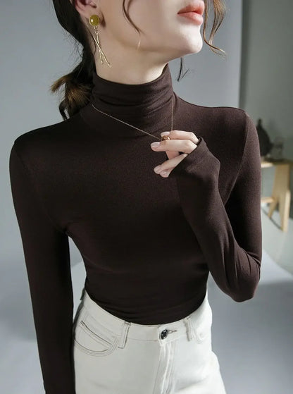 T-shirt femme à col roulé moulant vêtement 2025 haut noir pour femme t-shirt violet tee grunge esthétique simple pas cher stylé années 2000