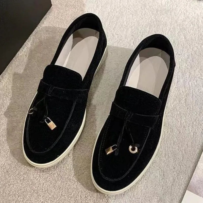 Chaussures plates pour femmes 2025 nouvelle tendance printemps automne, mocassins compensés en daim, décontractés, chaussures de marche antidérapantes pour femmes, Chaussure Femme Scarpe Da Donna