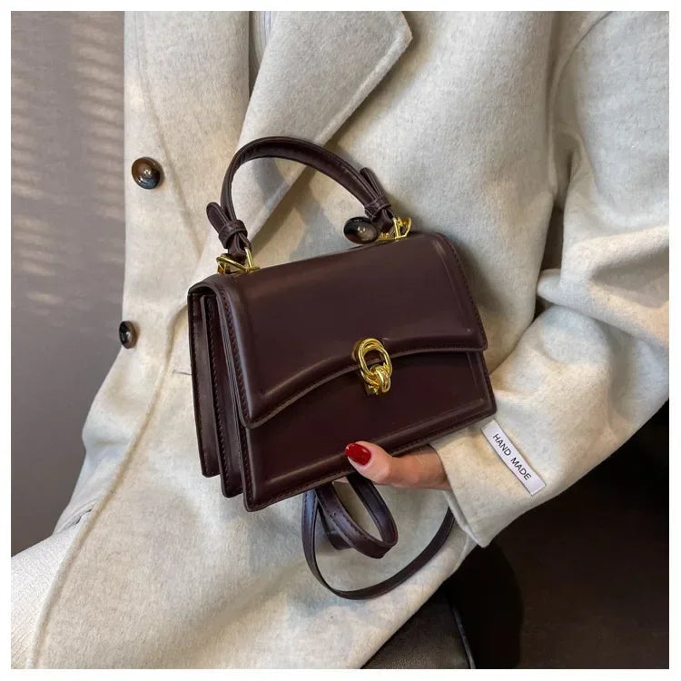 Sac à bandoulière en cuir PU pour femmes, sac à main, sac bandoulière tendance, sac vintage porté sous le bras, cartable carré